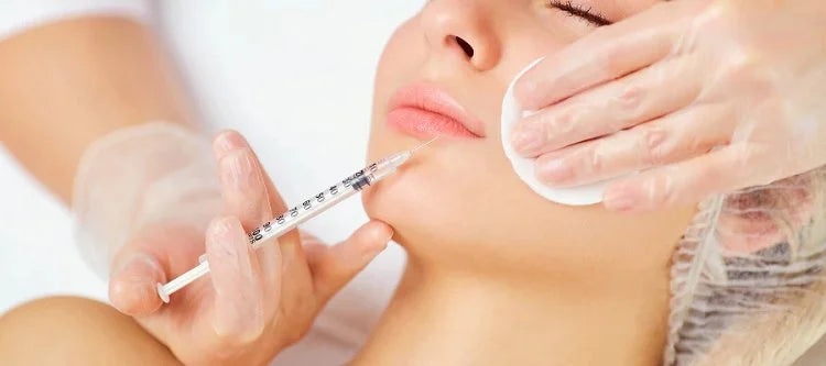 Woman receiving facial injection