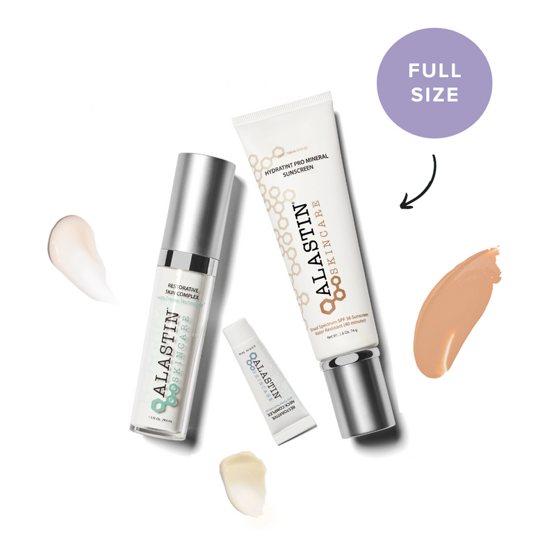 Full Size Restorative Skin Complex and Hydratint Pro Mineral Sunscreen, sample of Restorative Eye Treatment