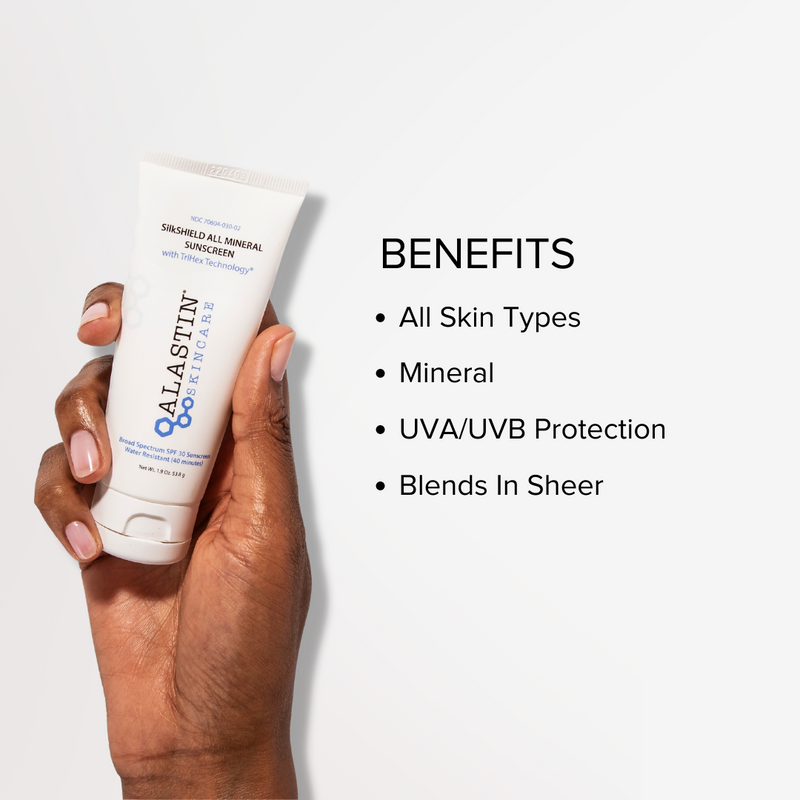 Benefits: All skin types, mineral, UVA/UVB Protection, Blends in Sheer